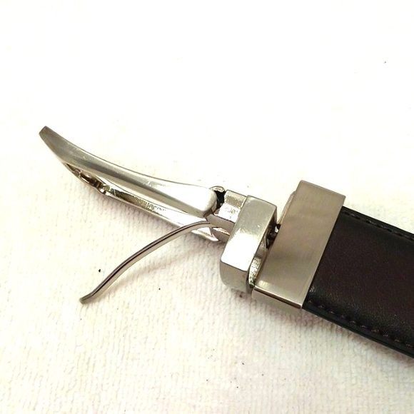 Mens Belt 49" Double Sided ReversibleBlack Brown Brushed Silver Faux Leather - Picture 3 of 11